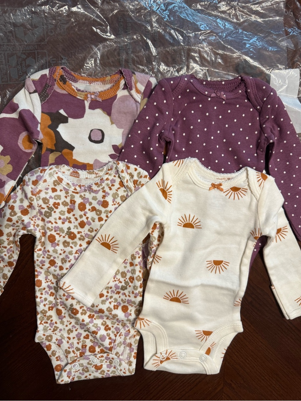 Carter's NWT Baby Girl Long-Sleeve Bodysuits Set — Floral (4 pcs) Sz Preemie